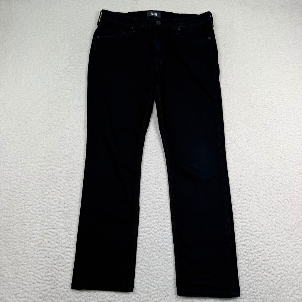 PAIGE Federal Slim Straight Jeans Mens 32 Black Shadow Denim Premium Designer